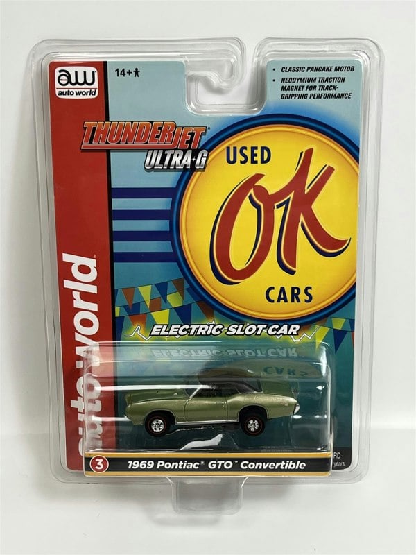 Auto World Slot Cars 1969 Pontiac GTO Convertible Grn Thunderjet Ultra G HO Slot Car SC377-3