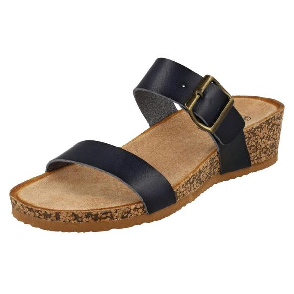 Down to Earth Ladies Down To Earth Mid Wedge Mule Sandals F12087