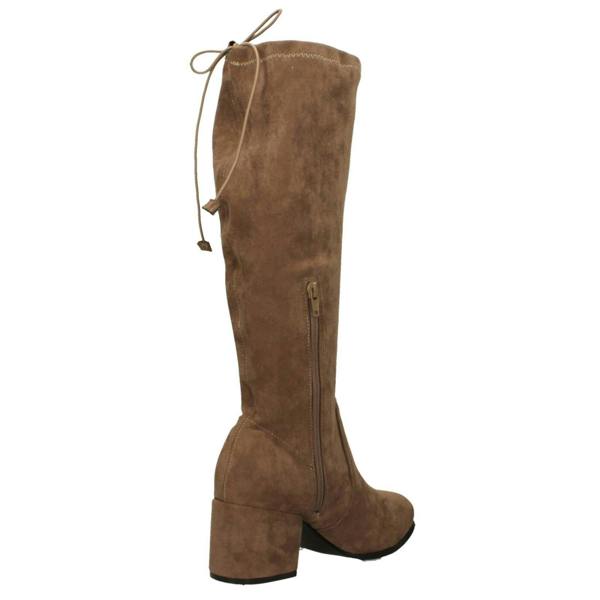 Spot On Ladies Spot On Mid Block Heel High Leg Boot with Back Tie and Inside Zip F51246