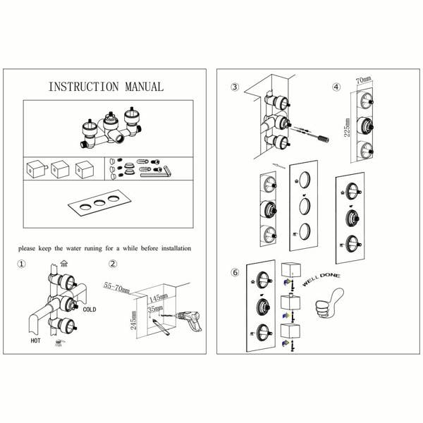 Flode Sala | SQ Style 3 Function Concealed Valve Shower Kit | Chrome