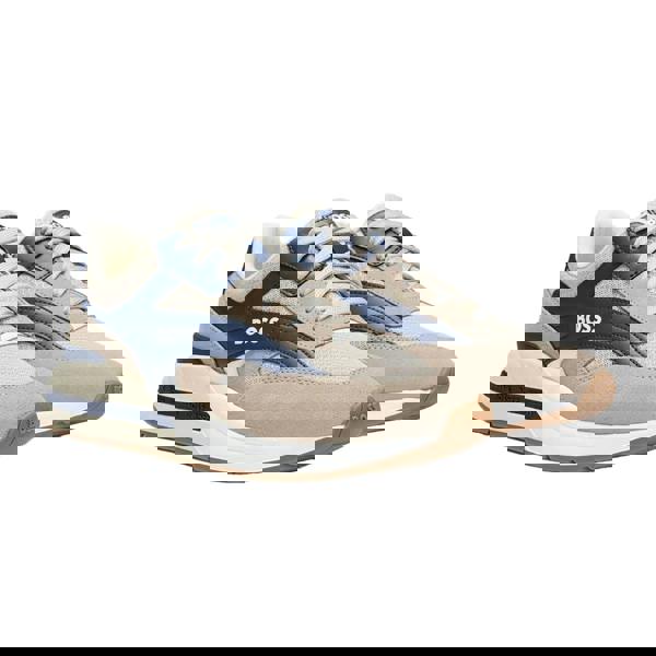 Boss Mens Kurt Leather Running Trainers - Beige - 