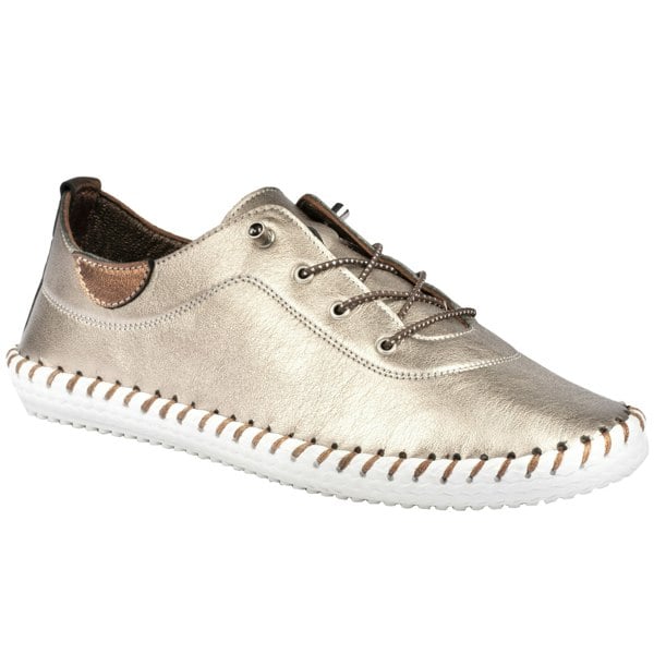 Lunar Women's St Ives Leather Plimsolls - Gold