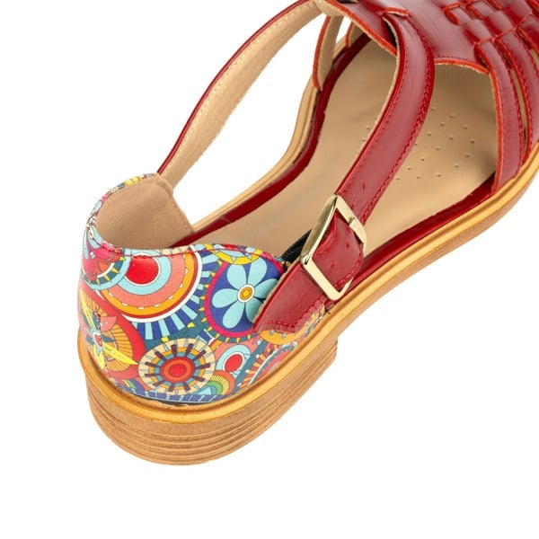 Embassy London Sandy - Burgundy Signature - Women's fishermen flat leather sandal with covered heel