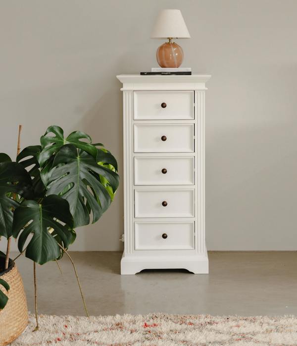 Statement Furniture Gainsborough Tallboy 5 Drawer Narrow Chest of Drawers Assembled