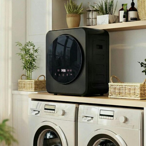 Vented Tumble Dryer, 4 kg Front Tumble Dryer with Stainless Steel Tub, 800W Compact Freestanding Black - Black