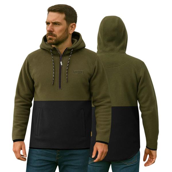 Game Mens Alpine Fleece 1/4 Zip Curved Hoodie