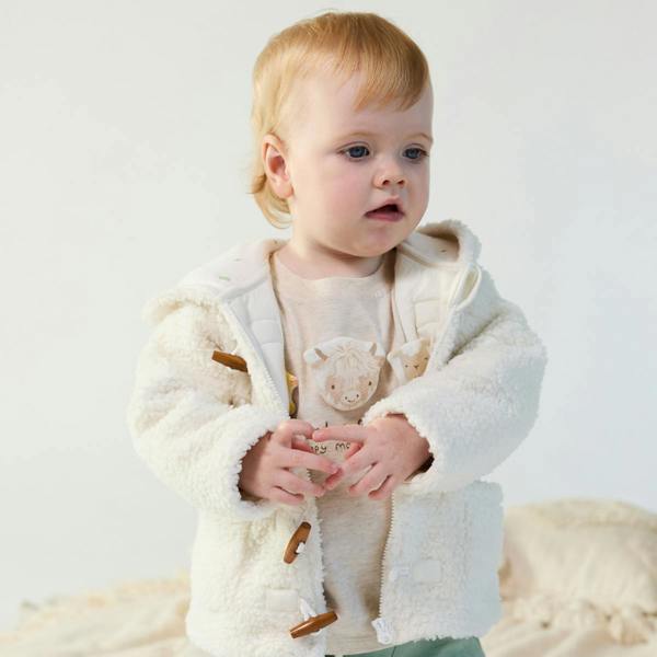 Mini Cuddles Baby Unisex Farm Animal Applique T-Shirt, Cream