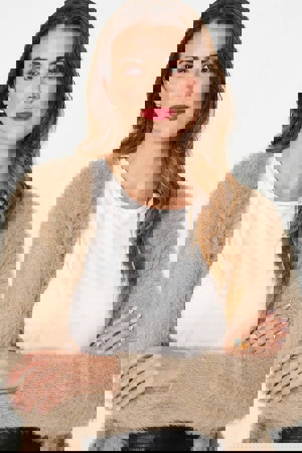 Beige | Soft Textured Longline Open Cardigan
