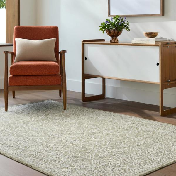 Livabliss Sicily-Hand Tufted Green Ivory Wool Traditional Vintage Boho Fringe Rug