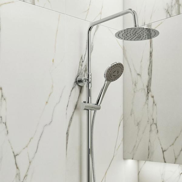 Flode Sater Round Style Thermostatic Shower Kit With Bath Filler | 3 Functions | Chrome