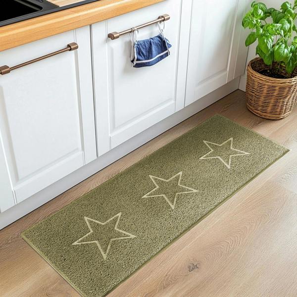 Nicoman Embossed Triple Star Home Entrance Runner Mat - Multiple Colours