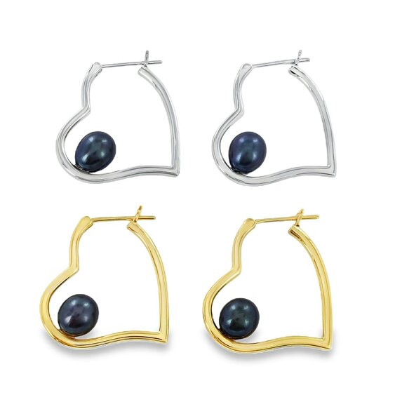 Reeves & Reeves Heart Peacock Pearl Earrings