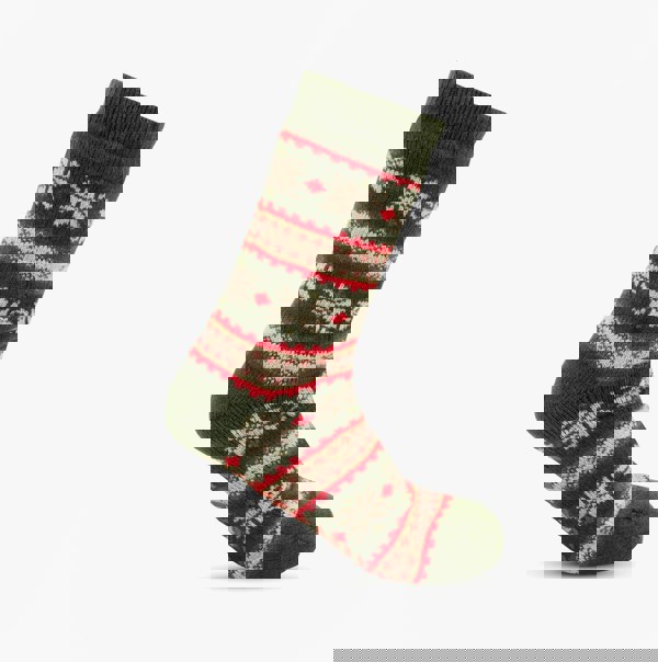 Totes Toasties SHERPA LINED FAIR ISLE Mens Slippers Socks Red Fair isle