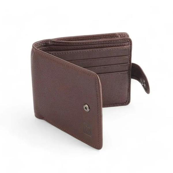 Brown leather wallet on a white background