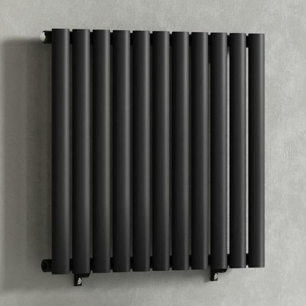 Black-660-x-600-mm-Modern-Horizontal-Column-Designer-Radiator-Oval-Single-Panel-Radiator-Heater