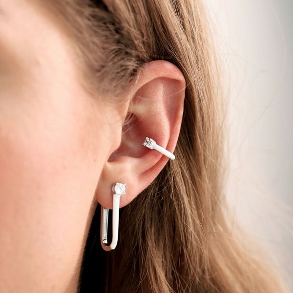 Gold Trip White Enamel Ear Cuff