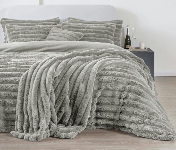 Big Cord Teddy Silver Duvet Cover Set