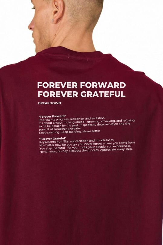 Elaina Fashion Men’s Oversized Heavyweight T-Shirt – “Forever Forward. Forever Grateful.” - BURG