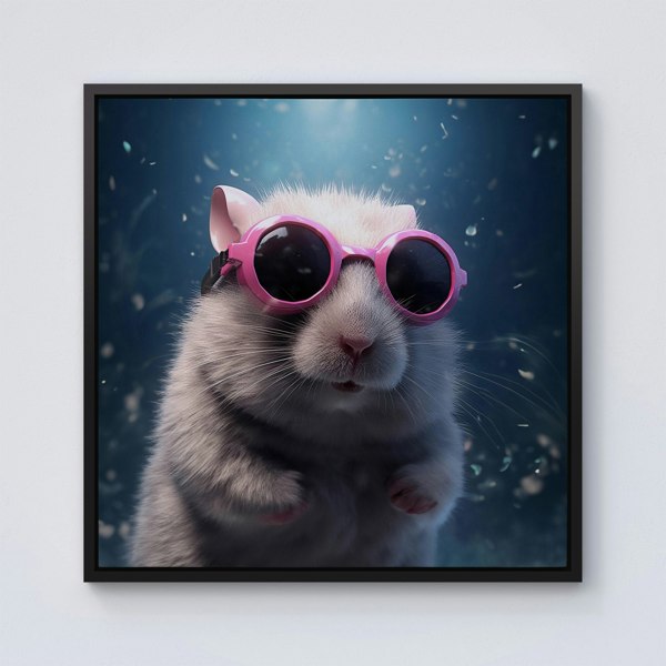 Warren Reed Splash Art DoorMouse with Pink Glasses Framed Canvas