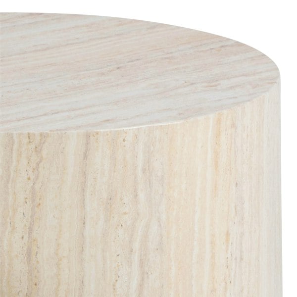 Furniture To Go Dice Round Coffee Table Set in Light Travertine Effect