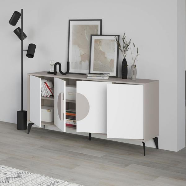 Decortie Gora Particleboard 4 Door Sideboard with Metal Legs (W) 180cm
