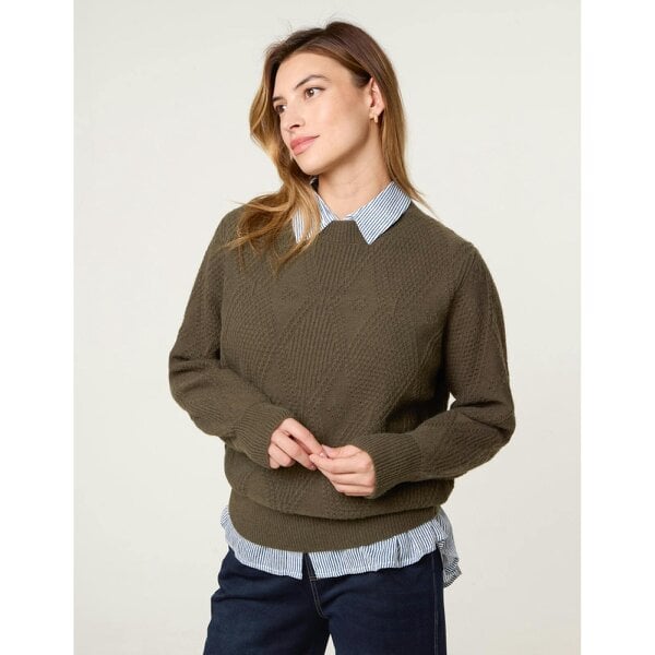 Blue Vanilla Argyle Texture Knit Jumper