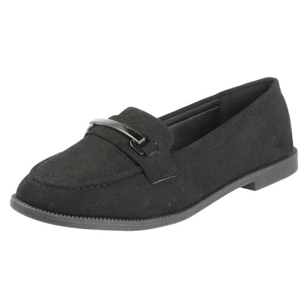 Down to Earth Ladies Down To Earth Black Loafers F80420