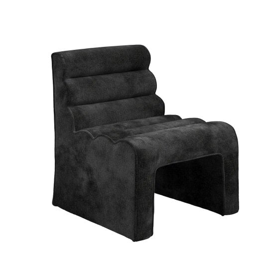 Wyld Haus Midleton Retro Upholstered Black Chenille Ribbed Accent Chair