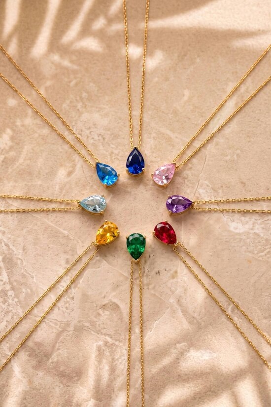 Latelita Adele Teardrop Necklace Gold Sapphire