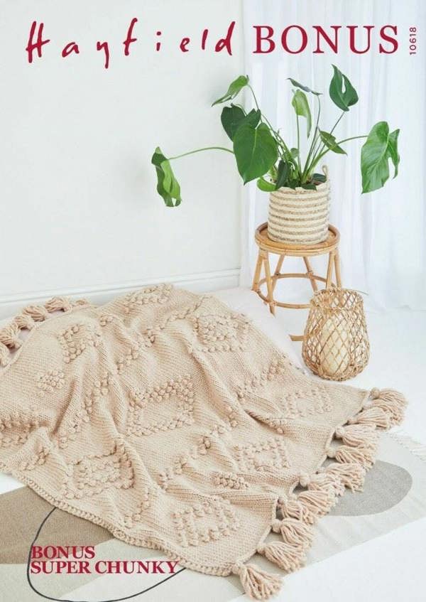 Hayfield Bonus Super Chunky Knitting Pattern 10618, Blankets One Size - Intermediate