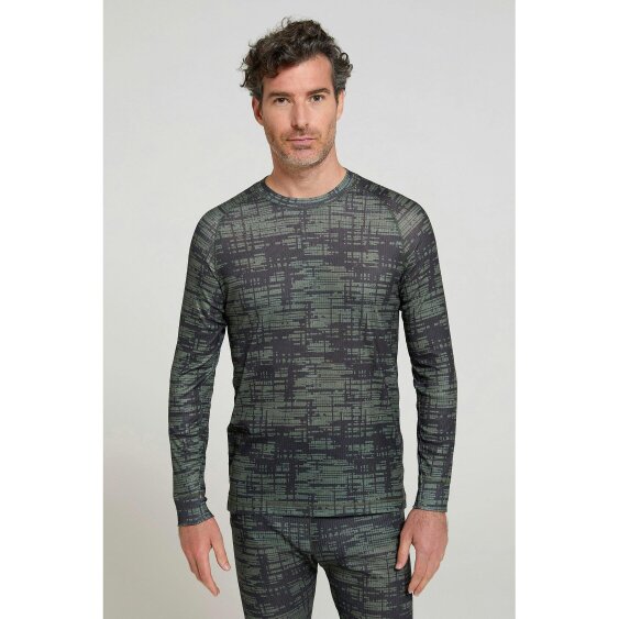 Mountain Warehouse Mens Talus Camouflage Thermal Top - Khaki Green - 3XL - Khaki Green - 100% Polyester