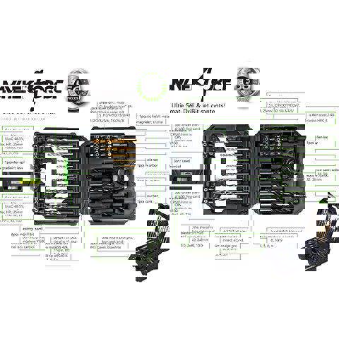 Mylek Cordless Drill 20V Brushless Driver Impact Hammer Action Combi Set with 56 Piece Accessory Set