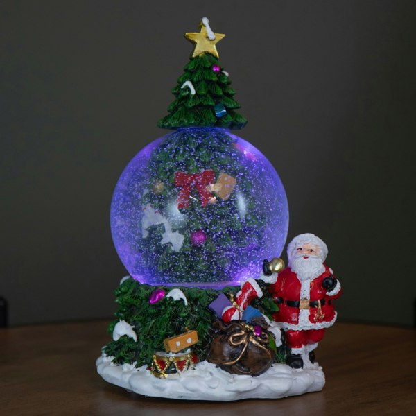Samuel Alexander 10cm Battery Powered Musical Tree Santa Spin Snowsphere with Colour Changing LEDs