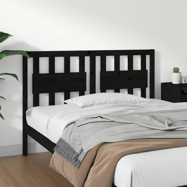 Berkfield Bed Headboard Black 125.5x4x100 cm Solid Wood Pine