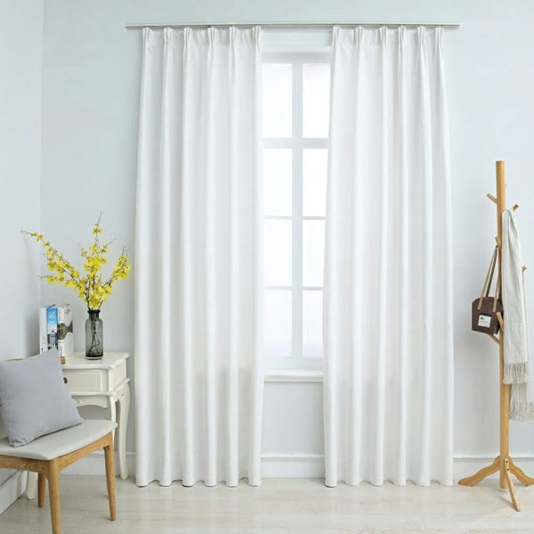 Berkfield Blackout Curtains with Hooks 2 pcs Off White 140x175 cm