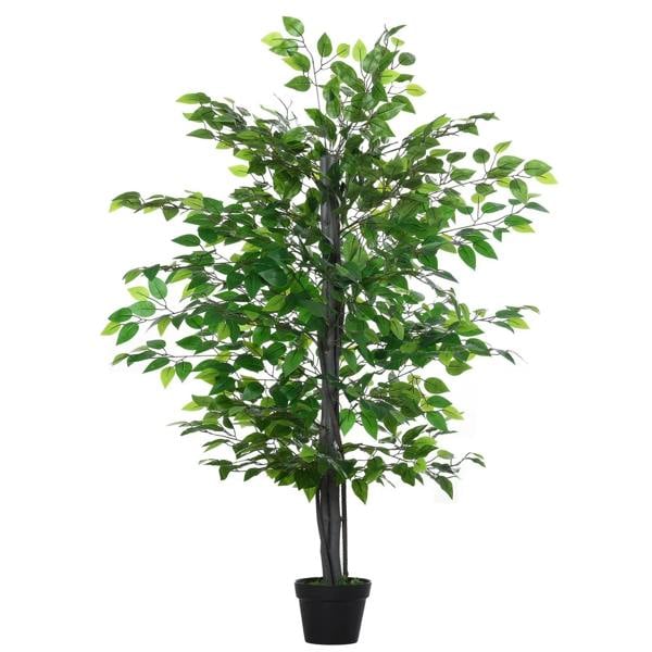 Artificial potted leafy tree with branching stem and green foliage