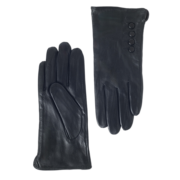 Quivano Womens Leather Gloves With 4 Button Detail