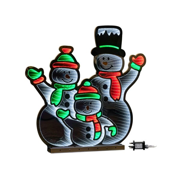 Samuel Alexander 65cm Infinity Standing Snowmen Family on Metal Base with White, Red & Green LEDs