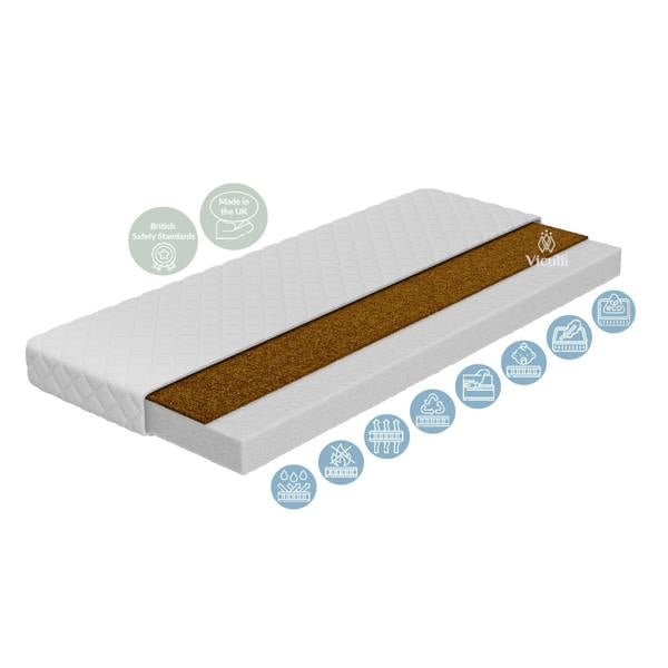Viculii Subtle Plus Coco Coir Hypoallergenic ECO Fibre Core Cot Bed Mattress 140x70x10cm