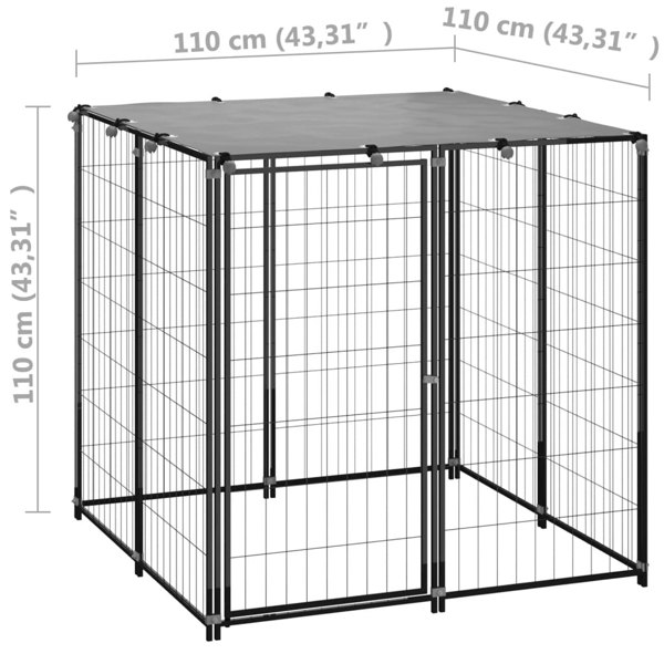Berkfield Dog Kennel Black 110x110x110 cm Steel