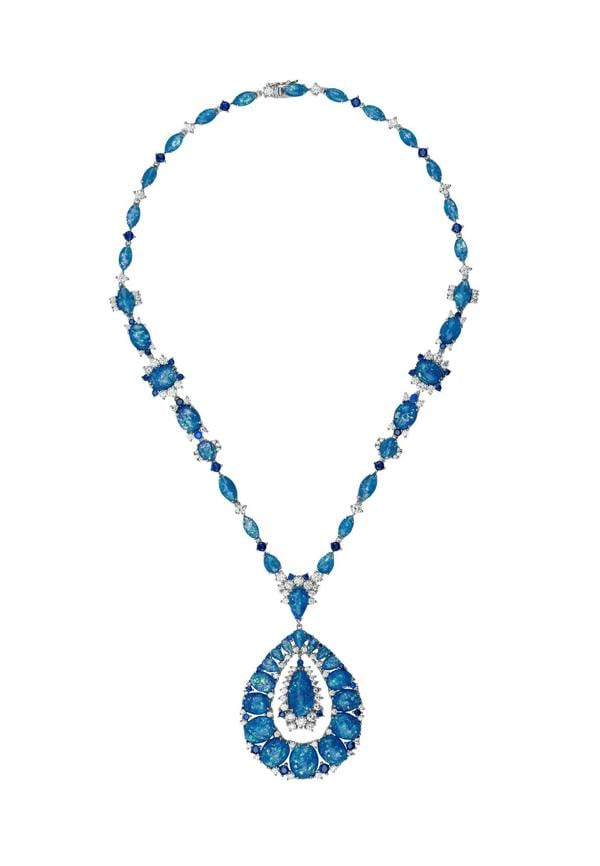Latelita Paloma Blue Opal Statement Necklace Silver
