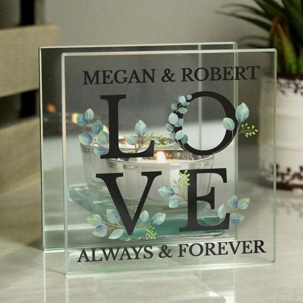 Personalised Memento Company Personalised Wedding Mirrored Glass Tea Light Holder
