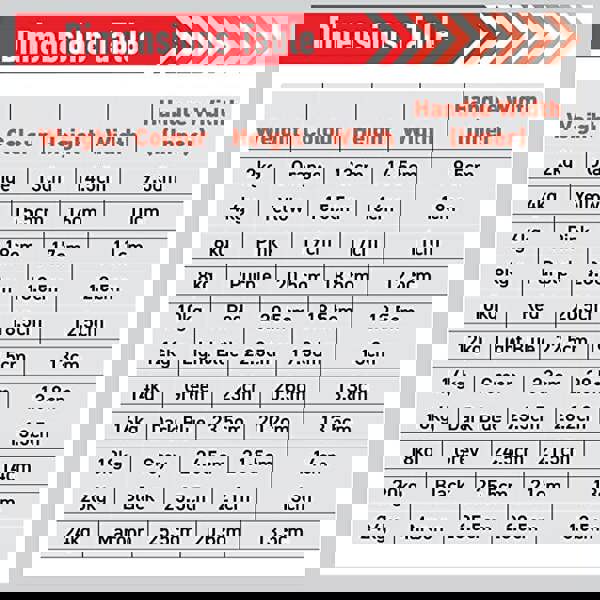 Dimensions table for Body Revolution Neoprene Kettlebells, detailing weights, colors, heights, widths, and handle widths for various sizes