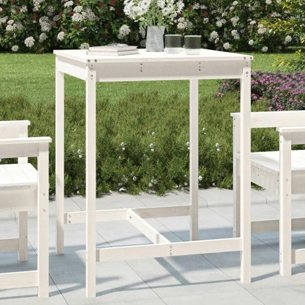 Berkfield Garden Table White 82.5x82.5x110 cm Solid Wood Pine