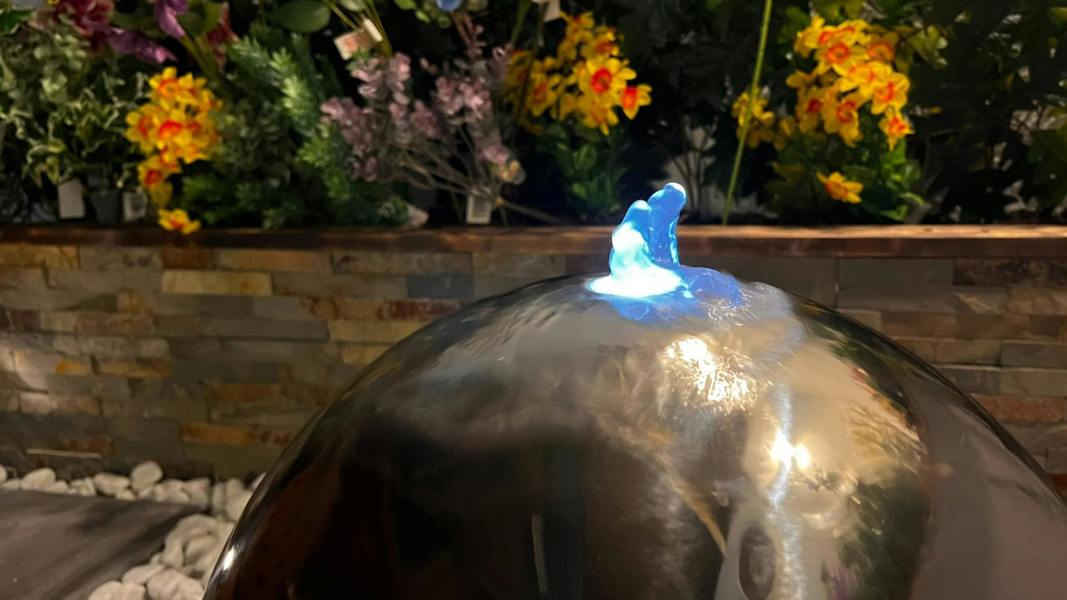 Tranquillity Water Features 20cm Stainless Steel Sphere Modern Metal Water Feature