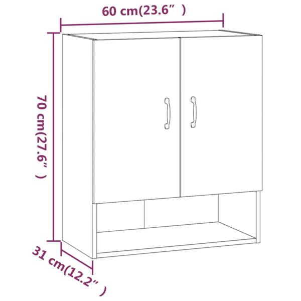 Berkfield Wall Cabinet Sonoma Oak 60x31x70 cm Engineered Wood
