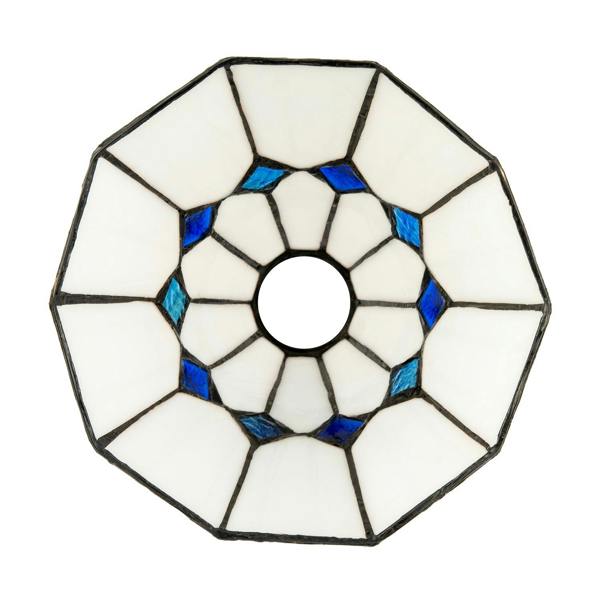 White Glass Tiffany Pendant Light Shade with Midnight Blue Diamonds Image 3