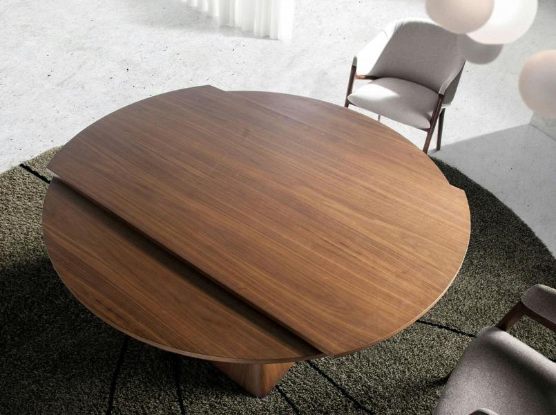 Angel Cerdá Round walnut extending dining table 1081
