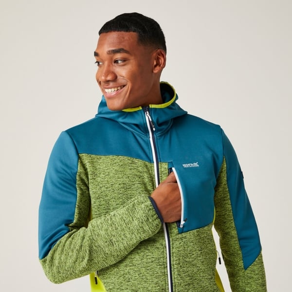 Regatta Mens Cadford VI Marl Hooded Fleece Jacket - Piquant Green / Moroccan Blue