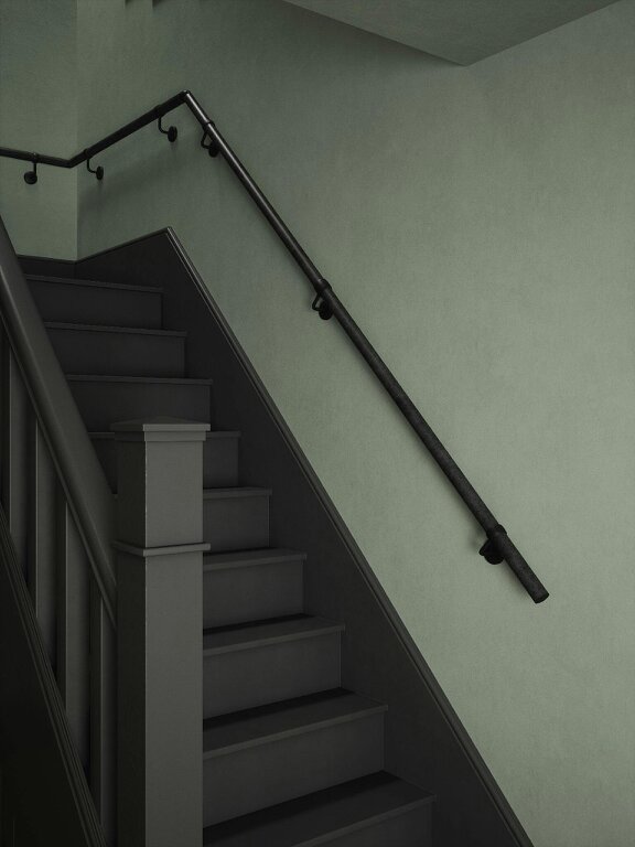 Handrails Direct Enville Charcoal Quarter Landing Handrail - Enville Charcoal - Kineton Matt Black
